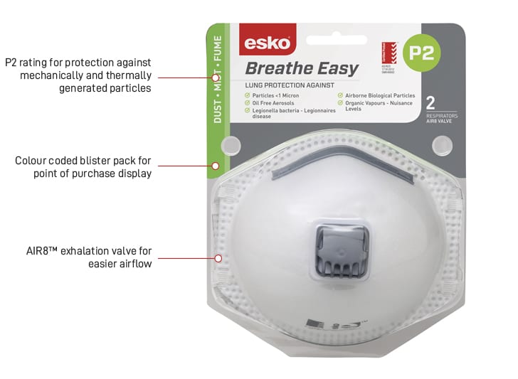 DR2PV-B-1 Esko 8600 Half Face Respirator (M) with 2 x 805 Respirator Cleaning Wipes - Image 1