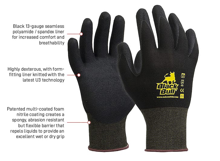 E450-1 ESKO BLACK BULL NITRILE GLOVE (L) - Image 1