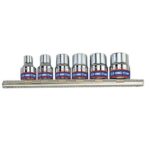 KING TONY 6pc 1/2DR STAR SOCKETS ON RAIL