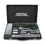 TOPTUL SOCKET SET 1/2"DR STD & DEEP METRIC 41PC 8-32MM