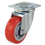 RICHMOND 100mm SWIVEL PLATE CASTOR RED RUBBER WHEEL 200kg