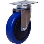 RICHMOND 100mm SWIVEL PLATE CASTOR BLUE RUBBER WHEEL 100kg