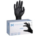 NITRILE DIAMOND GRIP GLOVES POWDER FREE, BLACK, M, 240MM CUFF, 9.0G