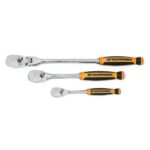 GEARWRENCH 3Pc 1/4in. and 3/8in. Drive 90-Tooth Dual Material Teardrop Ratchet Set