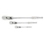GEARWRENCH 3 Pc 1/4, 3/8 and 1/2 in. Drive 90T Locking Flex Head Teardrop Ratchet Set