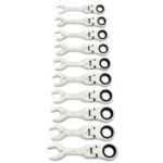 GEARWRENCH 10 Piece 90-Tooth 12 Point Metric Stubby Flex Ratcheting Combination Wrench Set
