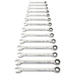 GEARWRENCH 14 Piece 90-Tooth 12 Point SAE Combination Ratcheting Wrench Set