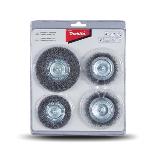D-65729 MAKITA 4PC WIRE BRUSH SET 6MM - Image 1