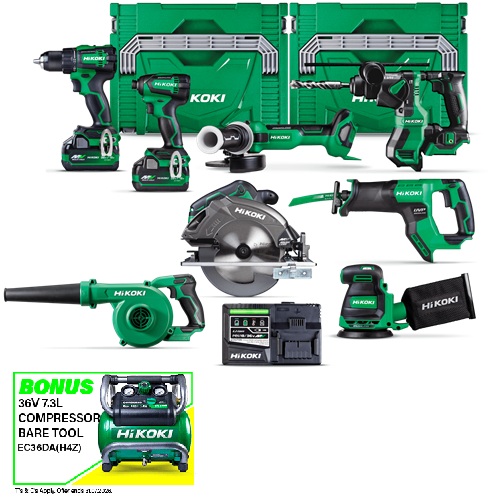 KC18368DEGRZ-FREE HiKOKI 18V/36V Brushless MULTI VOLT 8-Tool Kit - Image 1