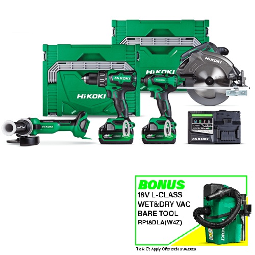 KC36184DAGRZ-FREE HiKOKI 18V/36V Brushless MULTI VOLT 4-Tool Kit - Image 1