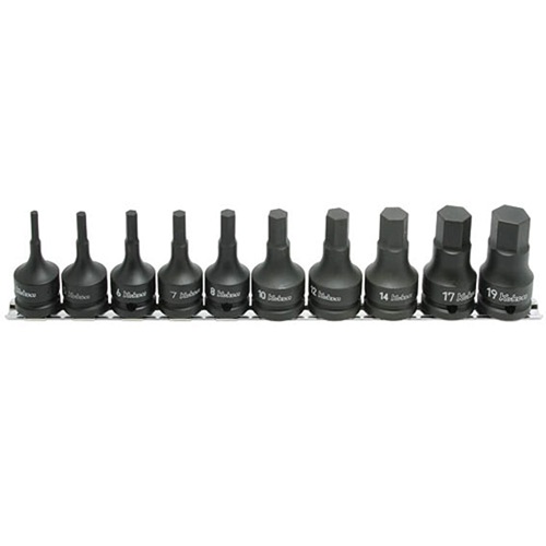 RS14012M-10 Koken RS14012M/10-L60 Impact Inhex Socket Set On Rail 10pc 1/2"Dr 4-19mm - Image 1