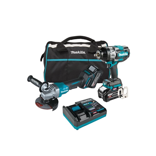 DK0271G201 Makita 2pc kit40Vmax XGT Brushless Impact Wrench and Angle Grinder Combo (4.0Ah) Kit - Image 1